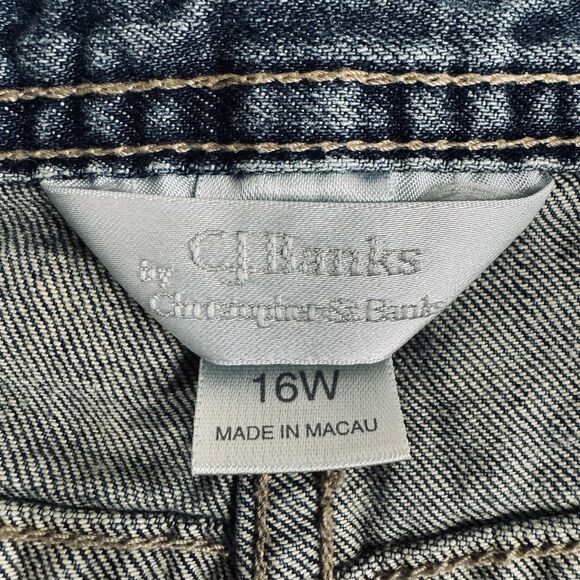 CJ Banks Denim Skirt 16W (35x21.5) Blue Knee Length Stretch Womens - Picture 4 of 7